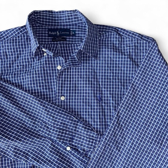 Ralph Lauren “Blake” Fit Men’s Button-Up Shirt | Navy & Blue Plaid | Size M - Picture 1 of 6